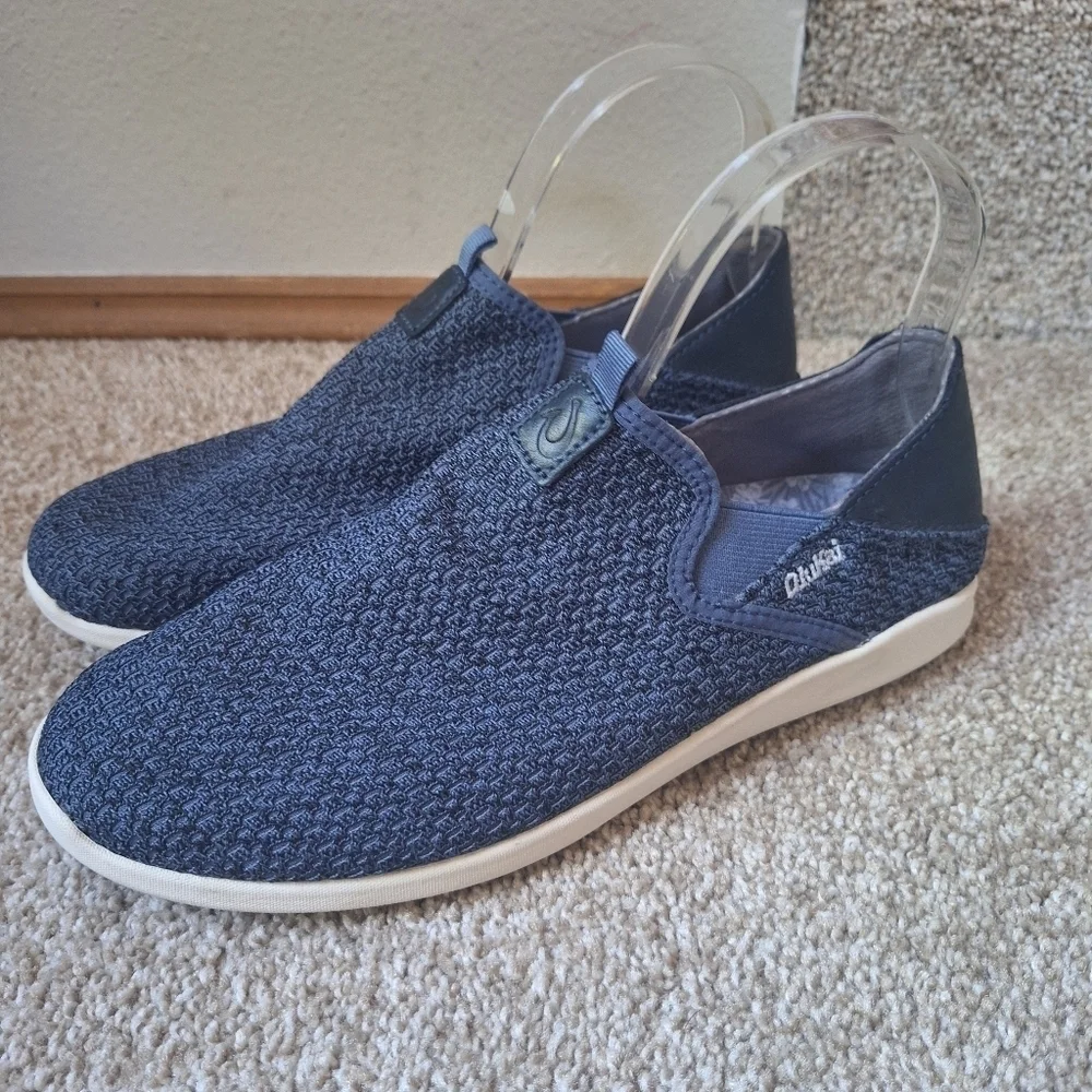 Olukai Alapa Mens Blue Slip On Drop Heel Woven Blue Casual Shoe Size 7